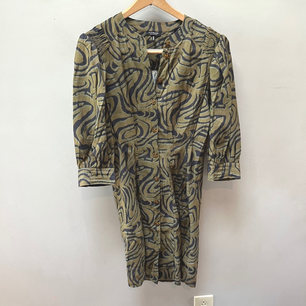 Scotch & Soda Animal Print Mini Dress Button Down Long Sleeve XS